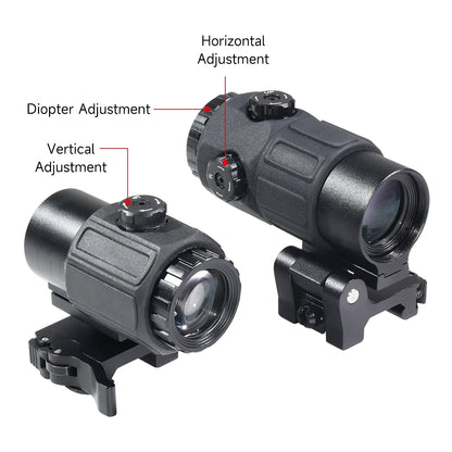 558 Holographic Collimator G33/43/45 3X/5X Magnifier Folding Side Flip Scopes Red Dot Sight Reflex Airsoft Scope 20mm QD Rail