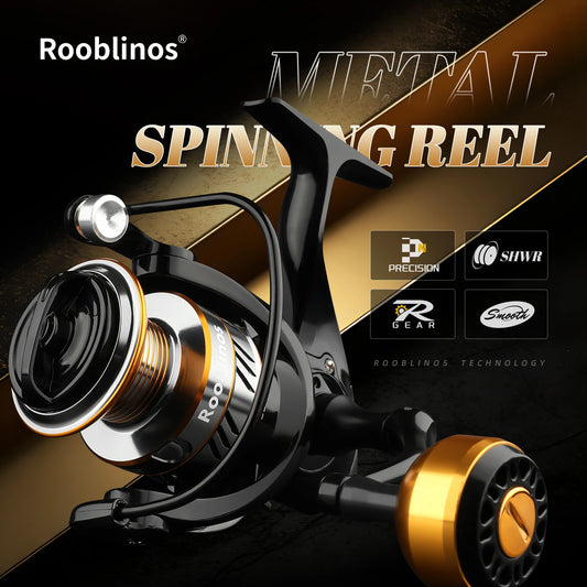 Rooblinos HM Spinning Reel 12BB Metal Spool 5.2:1 Gear Ratio Carp Fishing Wheel Saltwater Freshwater Lure Tackle