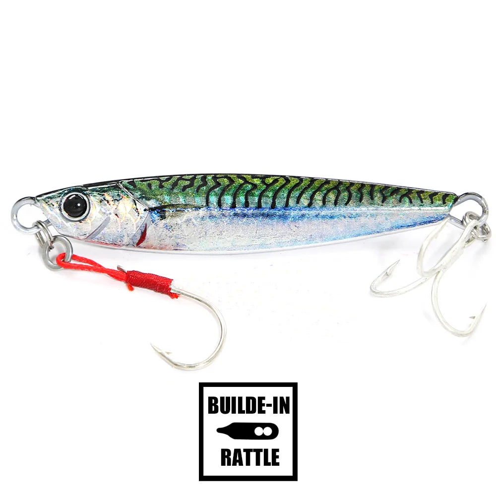 B&U Rattle Jig Sea Fishing Lures Metal Jig 40g 60g 80g Long Casting Spinning Artificial Bait with Hook Spoon Tackle