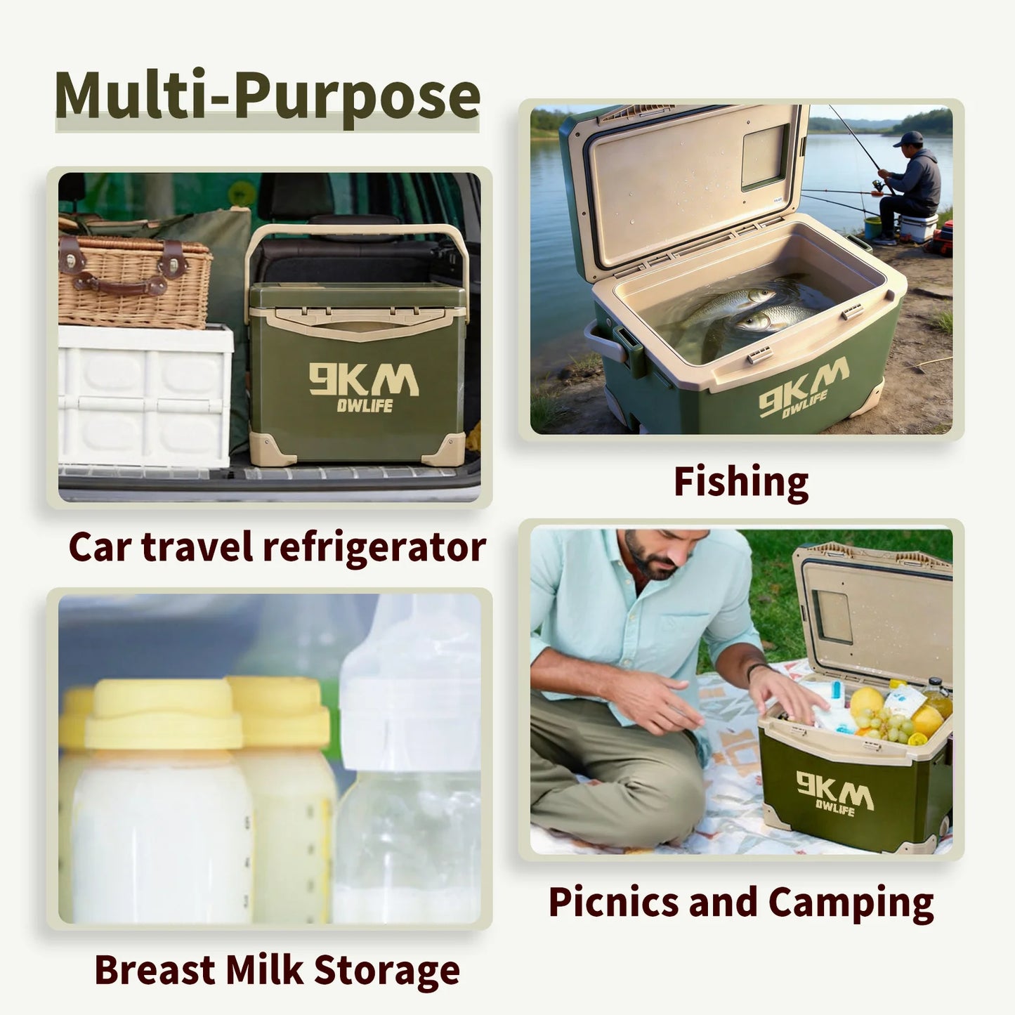 9KM 10L 18L 26L Fishing Cooler Box Fishing Bucket Storage Tackle Box Outdoor Insulated Ice Chest Box for Fishing Camping Boating
