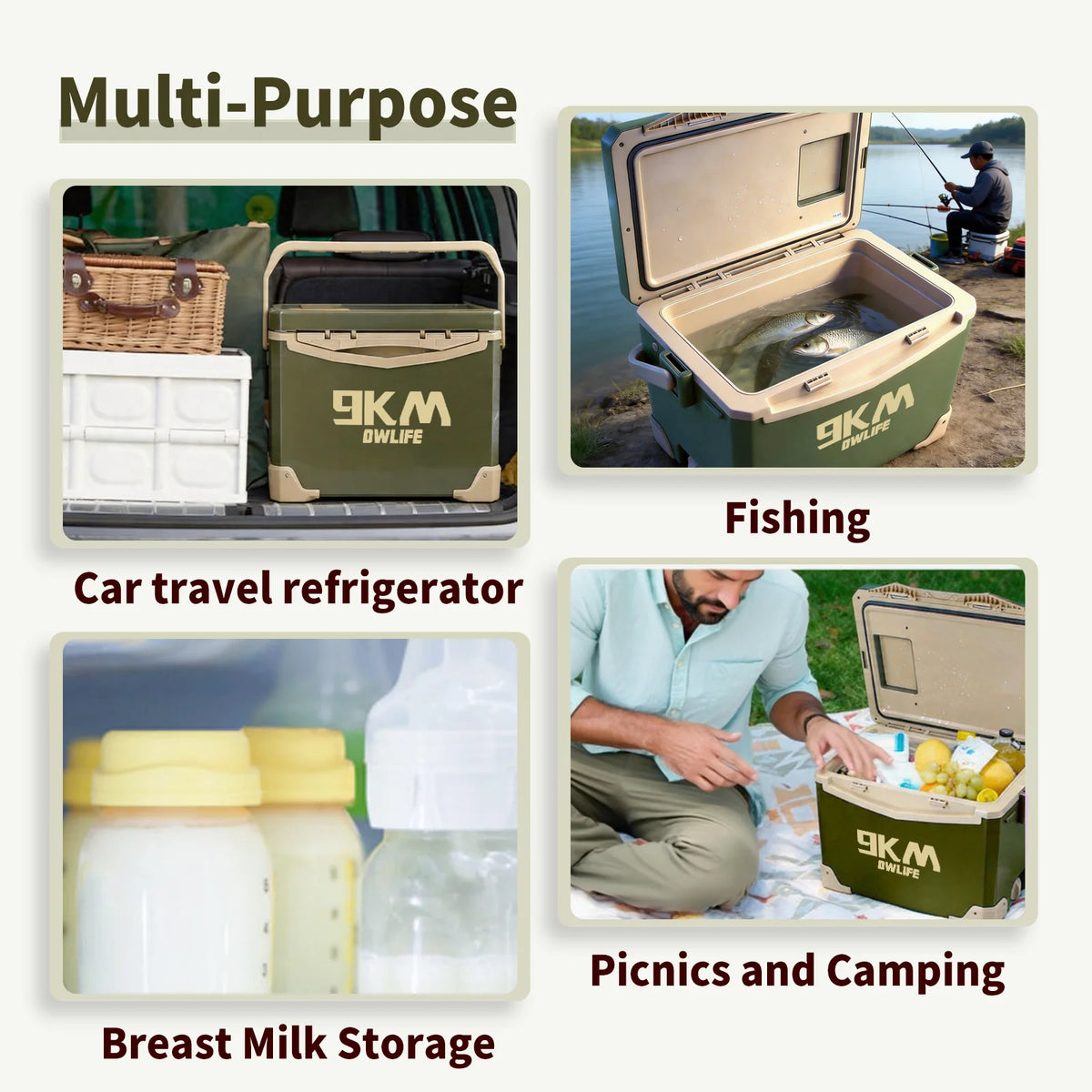 9KM 10L 18L 26L Fishing Cooler Box Fishing Bucket Storage Tackle Box Outdoor Insulated Ice Chest Box for Fishing Camping Boating