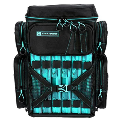 Evolution Fishing Drift Series Tackle Backpack Outdoor Rucksack with 6 Fishing Tackle Trays Heavy Duty Black Waterproof Durable