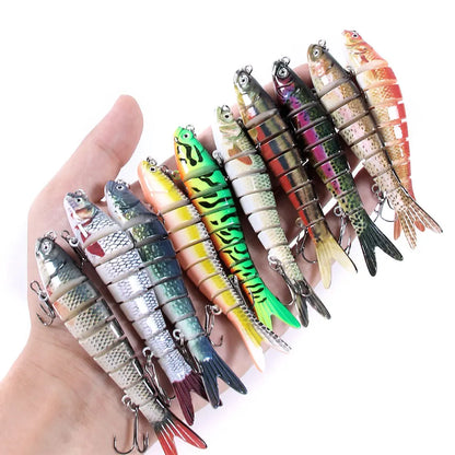 10pcs Multi-Section Swimbait Crankbaits Fishing Lures Set For Pike 11cm 10g
