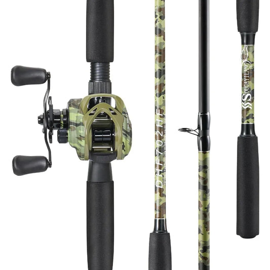 Fishing Pole Casting Reel Combo with Durable Rod Handle Medium Heavy for Catfish Salmon and Steelhead 7'0 Ideal for