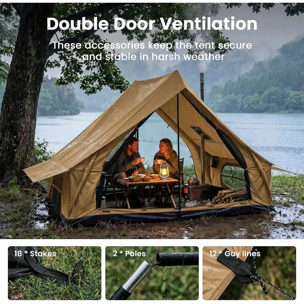 4-Season Waterproof Hot Tent for 2-4 People: All-Weather Hiking, Backpacking, Camping Shelter