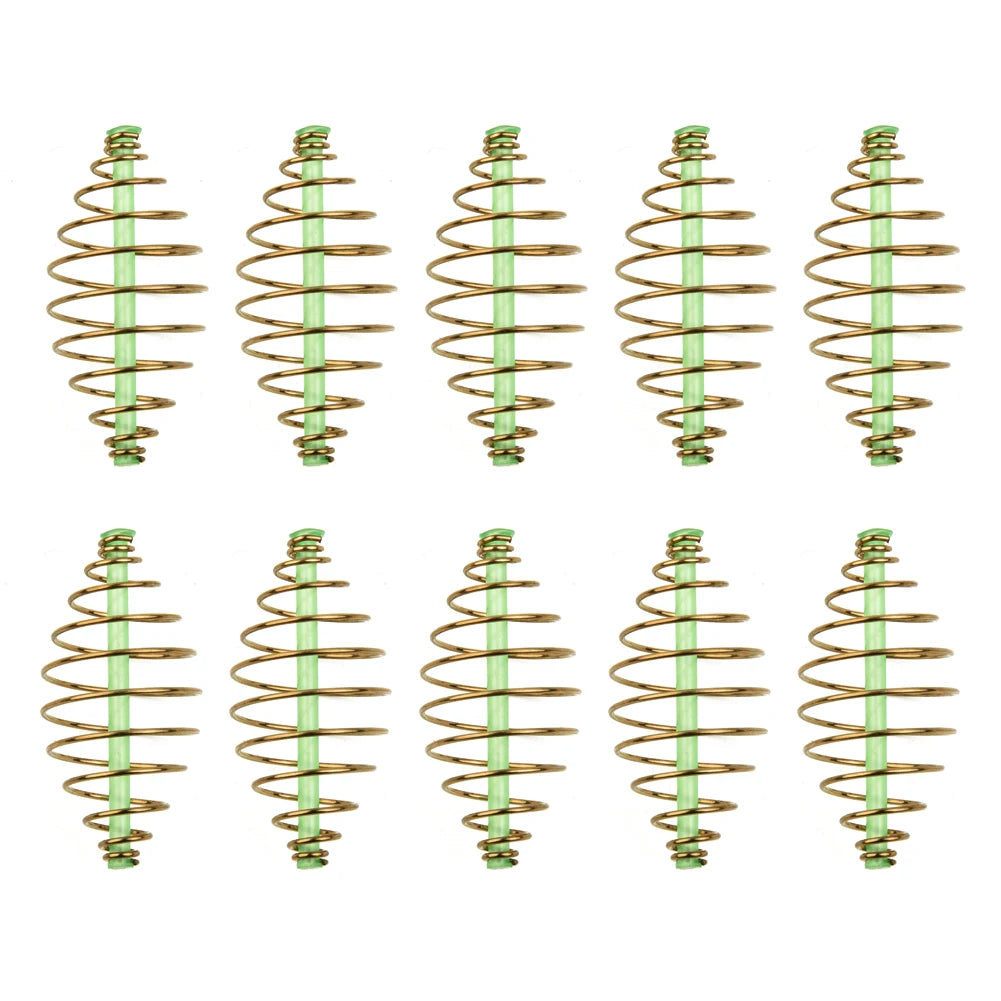 10pcs Carp Fishing Inline Method Spring Feeder Coarse Bait Cages Terminal Tackle 2/3.3cm Fishing Spring Feeder Fishing Bait Cage