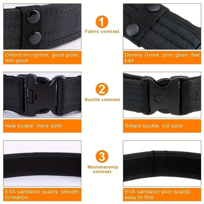 Activity Nylon Oxford Cloth Tactical Belt, Men's Wide Waist Belt for Hiking Work, Outdoor Camouflage Mountaineering Gear