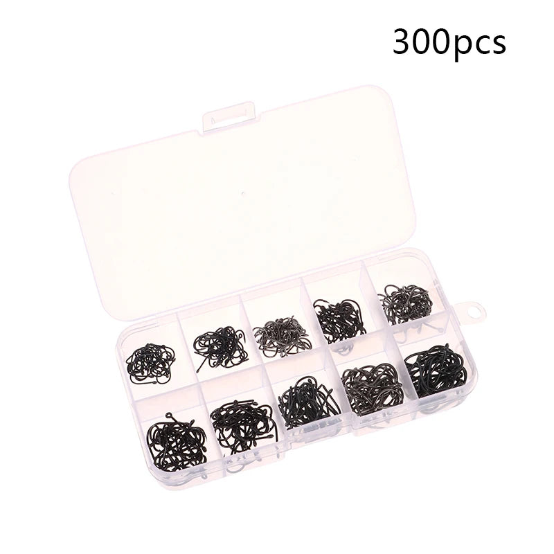 100-500PCS Fishing Hooks Set High Carbon Steel Sharp Durable Barbed Fishhook Rock Fishing Equipment Gear Tackle Accessories