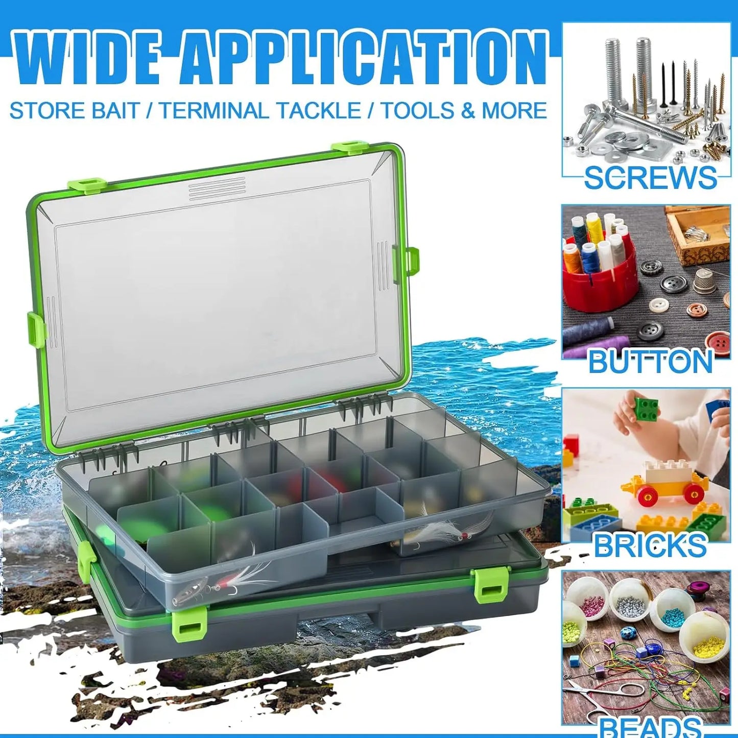 Waterproof Fishing Tackle Box with Removable Dividers, 3600 & 3700 Trays, Camouflage Storage for Freshwater Saltwater