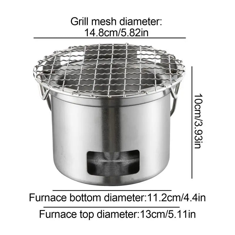 Outdoor Camping Stove Stainless Steel Barbecue Stove Mini Wood Stove Backpacking Survival Stove Picnic BBQ Cooker Burning Stove