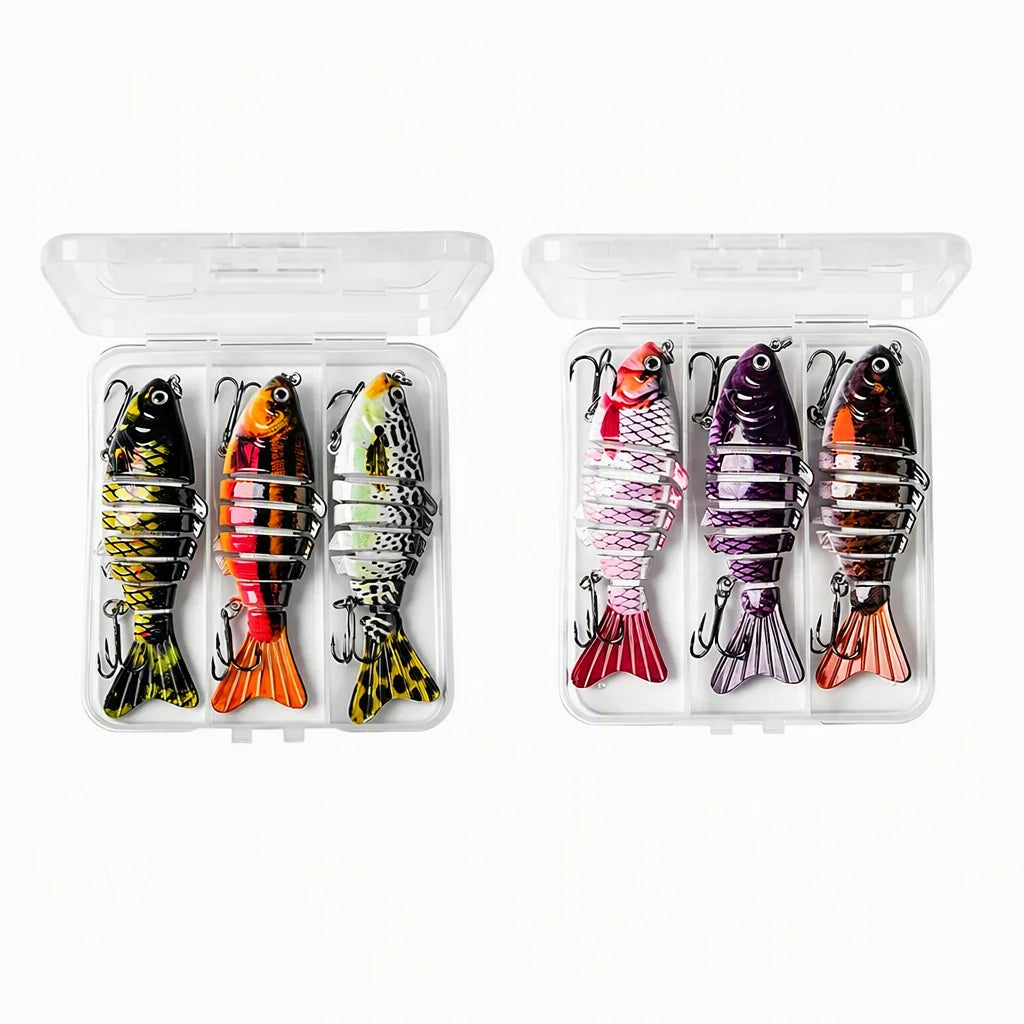 3Pcs Multi‑Joint Swimbait Hard Fishing Lure 2 Styles Segmented Bionic Fish Bait With Treble Hooks Freshwater Bass Pike Fishing Tackle