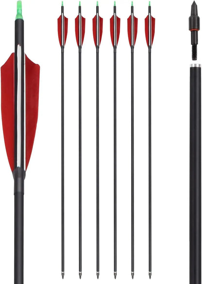 YLS 500 Spine Arrows 30 In Carbon Arrows 4" Turkey Feather Archery Target Practice Hunting Arrows with for Recurve Bow Long Bow