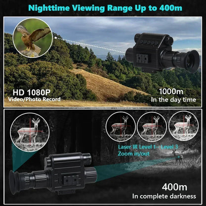 Ultimate Night Vision Riflescope Monocular All in One 1080P Video Photo Record IR 850nm Digital Camera for Hunting Megaorei M5