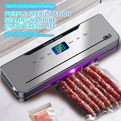 Automatic Vacuum Sealer Machine 5 Modes Dry Moist Rice Seal with Built-in Cutter, Compact One Touch Food Sealer for Sous Vide & Wet Dry Food Storage, Include 20Pcs Vacuum Sealer Bags