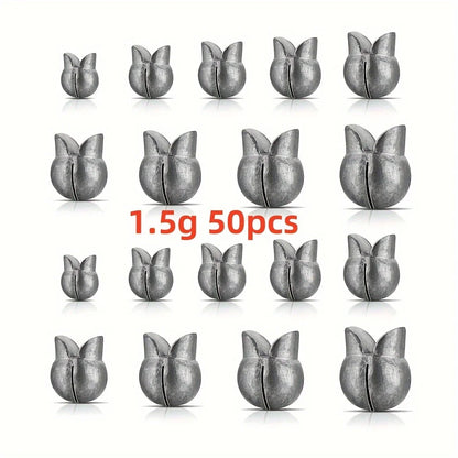 50pcs Removable Split Shot Sinker - Clip On Weights for Easy Fishing - Outdoor Accessories- Available In 5 Sizes