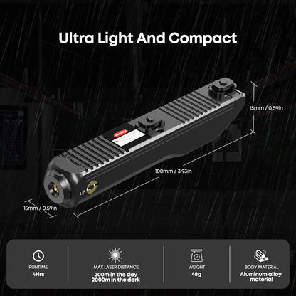 1126 Green Magnetic Charging Laser Sight for Rifle, 2000m Range, 4Hrs Runtime, with Windage/Elevation Adjustment.