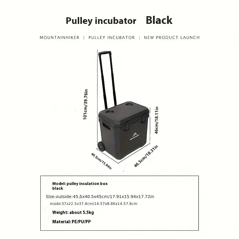 Mountainhiker 38L Outdoor Refrigerator with Wheels Portable Insulated Box BBQ Car Insulated Box Refrigerator Trolley Refrigerato