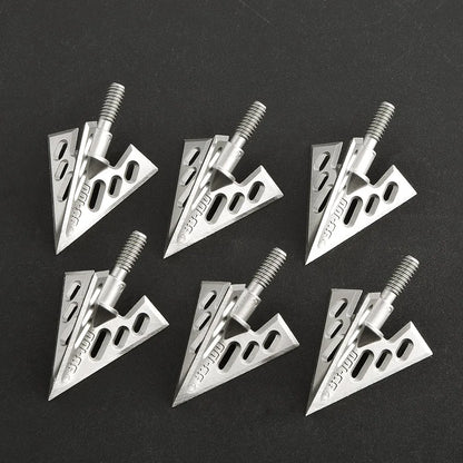 100Grain Hunting Broadhead Archery Blade Arrowheads Bow Shooting Aluminum Point Screw In Point Silver Aluminum alloy