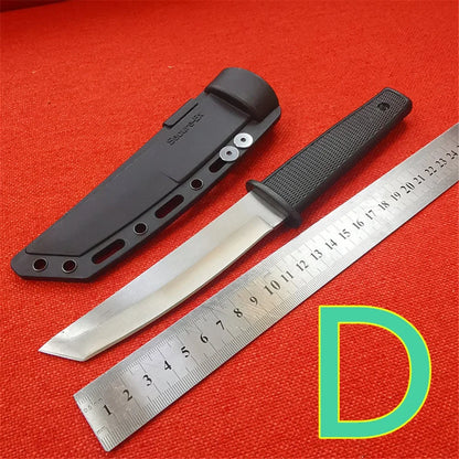 Fixed Blade Hunting Knife, Black Blade, Black Rubberized Handle, 12.5-Inch Overall