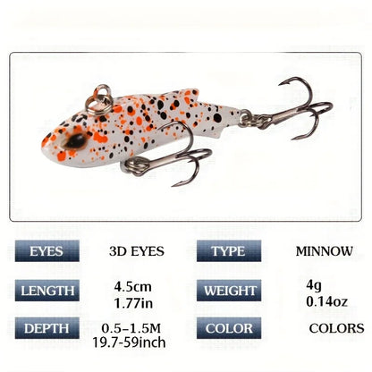 Set Of 10 Mixed-Color VIB Lures + 1 Pair Of Non-Slip Fishing Gloves. Sinking Minnow-Shaped Artificial Lures With Double Hooks, Complete Fishing Tackle Suitable For Freshwater And Saltwater