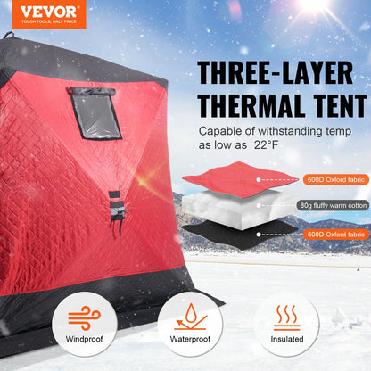SucceBuy Portable Ice Shelter Insulated Pop-Up Ice Fishing Tent Thermal Ice Shanty for Winter Fishing Ice Cube with Carrying Bag