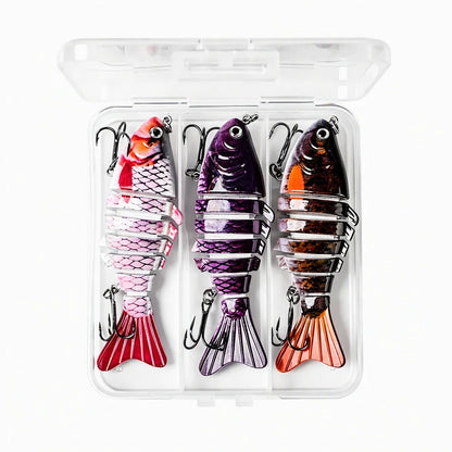 3Pcs Multi‑Joint Swimbait Hard Fishing Lure 2 Styles Segmented Bionic Fish Bait With Treble Hooks Freshwater Bass Pike Fishing Tackle