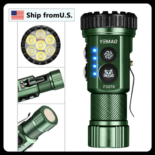 YEMAO F337X Powerful Led Flashlight 7 XTE Leds 3000 Lumens 200 Meters 18650 Battery Multi-color Auxiliary Lights EDC Torches