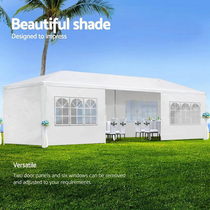 10X20FT Outdoor Canopy Waterproof Tent With 6 Removable Sidewalls & Windows For Wedding Garden Camping