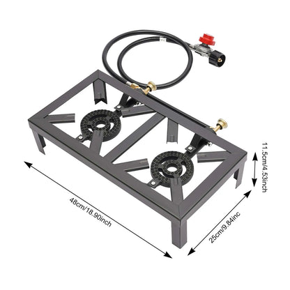 8000W Dual Burner Cast Iron Gas Camping Stove Portable for Outdoor Camping Picnic Hiking BBQ