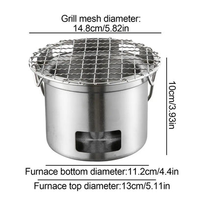 Outdoor Camping Stove Stainless Steel Barbecue Stove Mini Wood Stove Backpacking Survival Stove Picnic BBQ Cooker Burning Stove