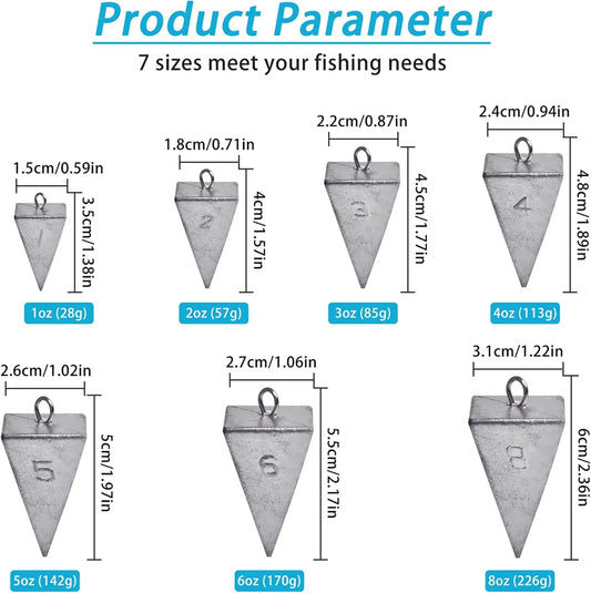 Pyramid Sinkers Fishing Weights 1oz 2oz 3oz 4oz 5oz 6oz 8oz, Saltwater Surf Fishing Sinkers for Ocean Gear, Hold Well in Waves