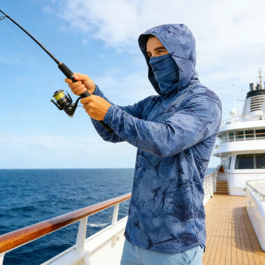 Fishing Hoodie Shirt Sailing Breathable Mask Neck Men Sun Protection Hunting Jersey Camisa De Pesca Fish Gear Beach Tops Wear