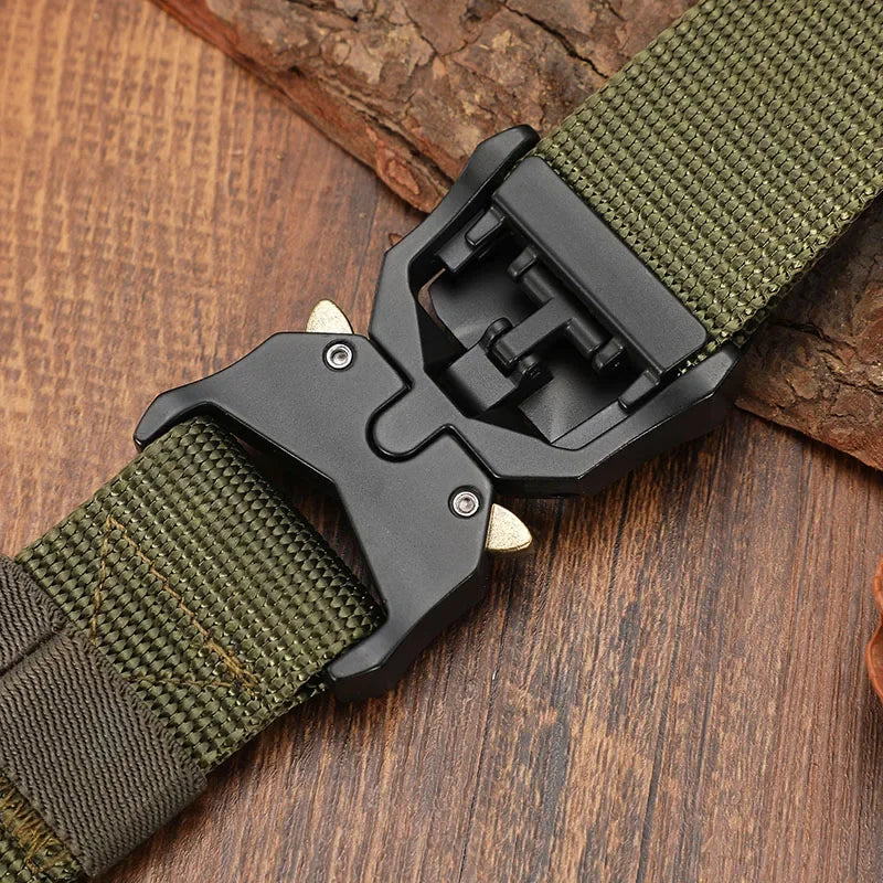 Tactical Belt for Men, High Quality Nylon Military Belt with Metal Buckle, Outdoor Sports Training Gear, Adjustable