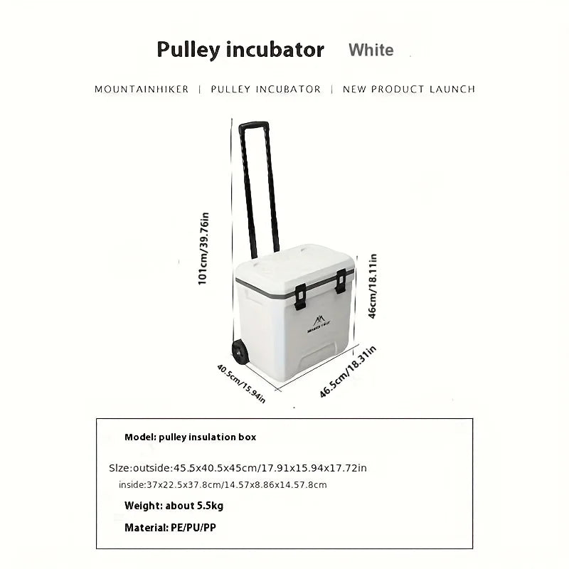 Mountainhiker 38L Outdoor Refrigerator with Wheels Portable Insulated Box BBQ Car Insulated Box Refrigerator Trolley Refrigerato
