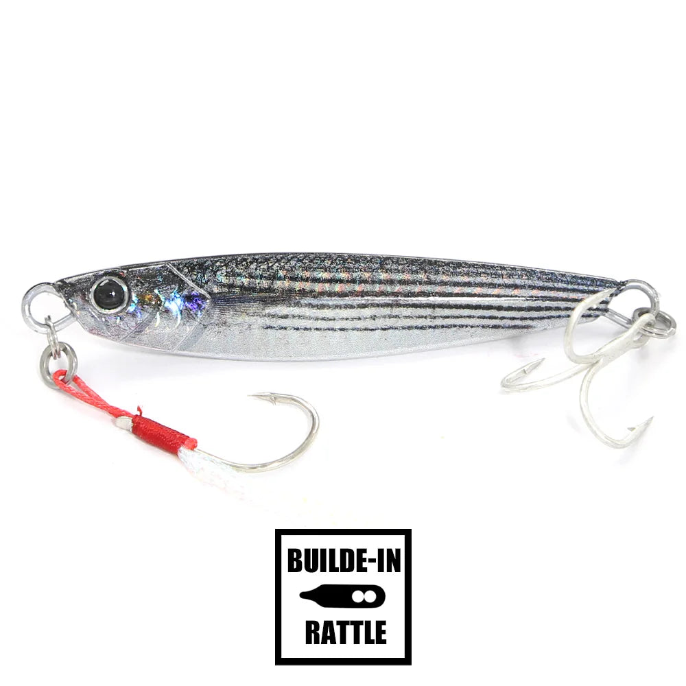 B&U Rattle Jig Sea Fishing Lures Metal Jig 40g 60g 80g Long Casting Spinning Artificial Bait with Hook Spoon Tackle