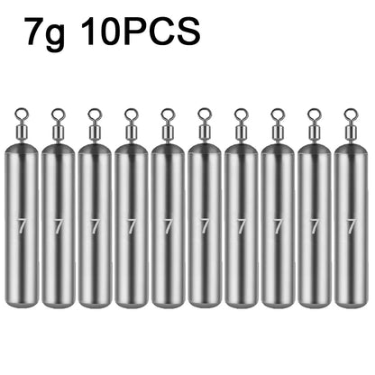 GOBAIT Fishing Sinker 3.5g 5g 7g 10g Weight 10PCS Slender Quick Rod Plumb Pendant Gear Swivel Metal Jig Pesca Tackle Cast Tool