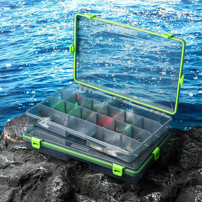 Waterproof Fishing Tackle Box with Removable Dividers, 3600 & 3700 Trays, Camouflage Storage for Freshwater Saltwater