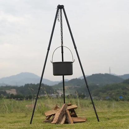 Tripod Camping Grill Heavy Duty Cooking Tripod Rack Cooking Grill Supplies Camping Campfire Tripod With Chain For Family Outings