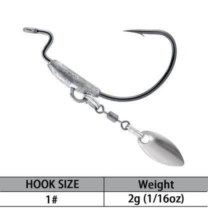 25Pcs Underspin Weighted Swimbait Hooks With Spinner Blades Bass Trout Worm Fishing Hooks Saltwater Freshwater