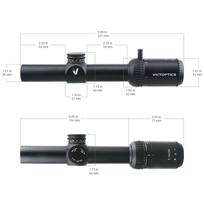 VictOptics 1-4x20 SFP Riflescope | Mil & Ranging Reticle | Fully Multi Coated | 25.4MM 1" Tube | Power Ring Throw Lever