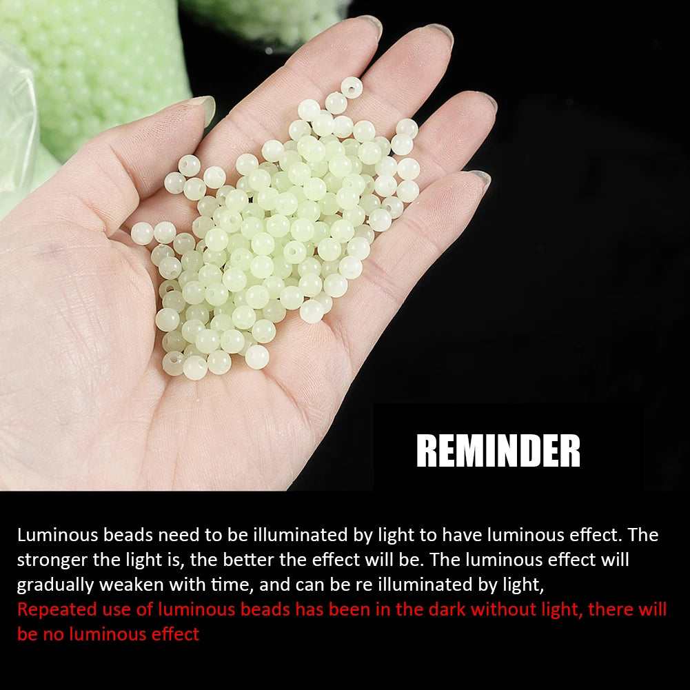 100pc/bag Fishing Floats Beads Luminous Light Glowing Balls Bass Fishing Baits