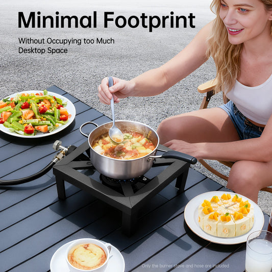 8000w Cast Iron Camping Stove, Portable Propane Gas Burner Compact Outdoor Single Burner for Hiking Picnic BBQ Emergency Use