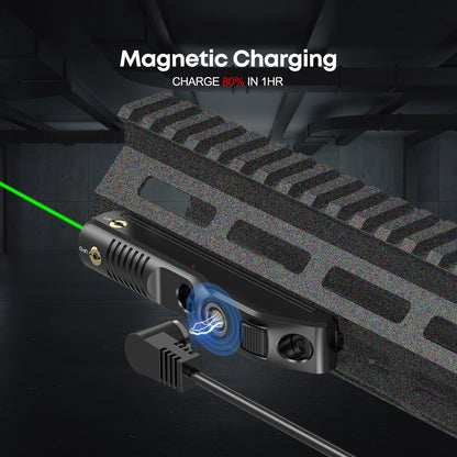 1126 Green Magnetic Charging Laser Sight for Rifle, 2000m Range, 4Hrs Runtime, with Windage/Elevation Adjustment.