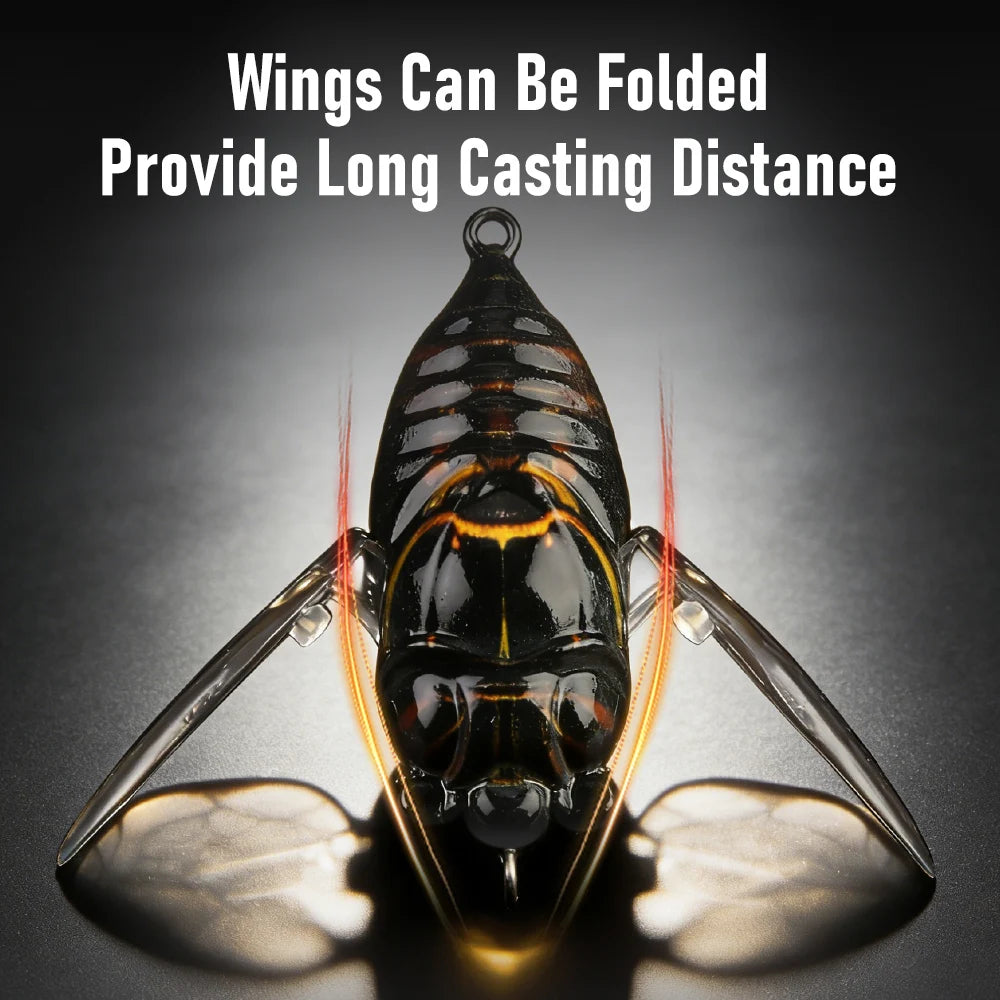 Kingdom 3Pcs Cicada Fishing Lure 2.4g 27mm Bionic Floating Artificial Hard Crankbait Bass Trout Pike Topwater Fishing