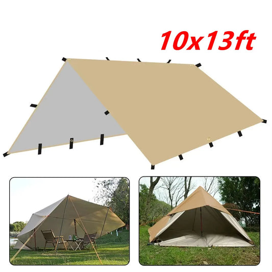 19 Hang Point Tarp Waterpoof Survival Bushcraft Sun Shelter Beach Shade Tent Outdoor Canopy Backpacking Tourist Awning 3x4m