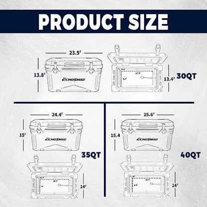 Rotomolded cooler for outdoor adventures, polyethylene material, charcoal black, ultra-durable ice retention up to 10 days
