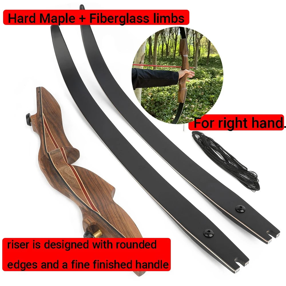 ILF Recurve Split Bow Set  60 Inch Takedown Bow 50/60lbs Right Hand Wood Riser for Adults Hunting Shooting Sports