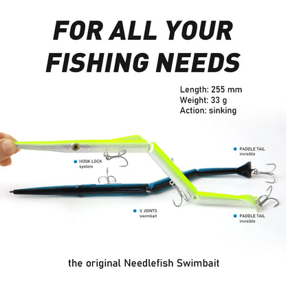 3pcs Jointed Pencil Fishing Lure 255mm 33g 3 Section Lure Needle Sinking Artificial Swimbaits For Saltwater Freshwater Bass Trout Pike Fishing