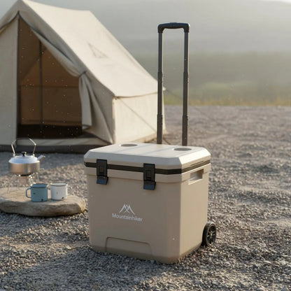Wheeled Cooler Insulated Wheeled Cooler Box Portable Ice Chest Easy to Roll Cooling Gear Food Crisp for Market Stall, Car Travel