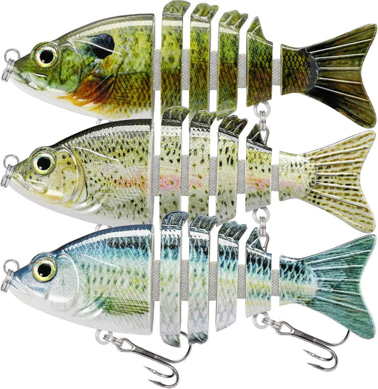 Easy Catch Fishing Lures with BKK Hooks, Wiggling, Vibrating, Rattling, Gurgling, Heavy-Duty Dyneema Fiber Jointed Swimbaits for Bass, Trout, Crappie